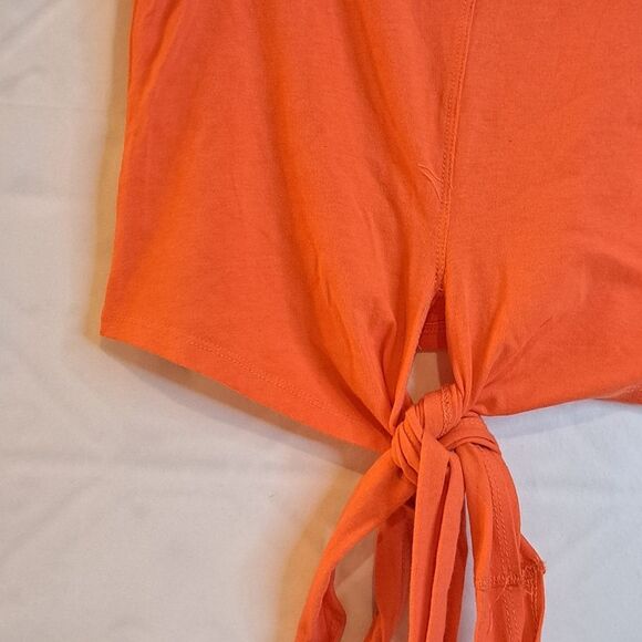 J Dow Bright Orange Colorful Fitness Tie Waist Sleeveless T-shirt XS NWT - Picture 5 of 9
